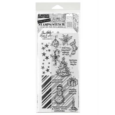 tampers Anonymous Mixed Media Tim Holtz Stempel + Schablone - Tattered Christmas