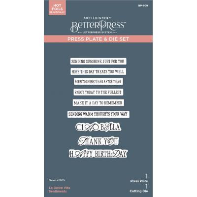 Spellbinders Paper Arts Press Plate & Die Set - La Dolce Vita Sentiments