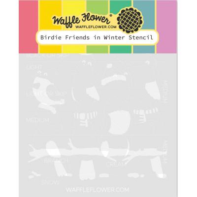 Waffle Flower Stencil - Birdie Friends in Winter