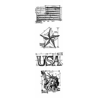Stampers Anonymous Tim Holtz Blueprints Strip Stempel - Americana Mini