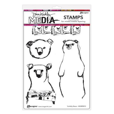 Ranger Dina Wakley Media Stempel - Scribbly Bears