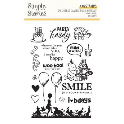 Simple Stories Say Cheese Classic Pooh Birthday Stempel - Make A Wish!