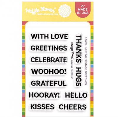 Waffle Flower Stempel - Nesting Postage Collage Greetings