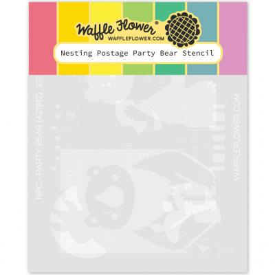 Waffle Flower Stencil - Nesting Postage Collage Party Bear
