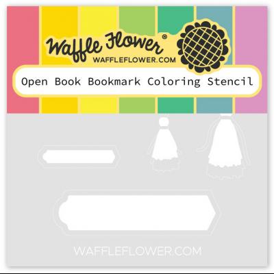 Waffle Flower Coloring Stencil - Open Book Bookmark