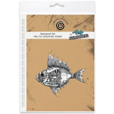 Katy Sue Designs Andy Skinner Pre Cut Rubber Stamp - Steampunk Fish