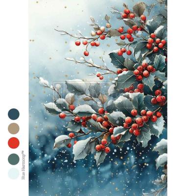 Prima Marketing Re-Design Decoupage Fiber - Frosted Boughs & Berries