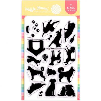 Waffle Flower Postage Collage Stempel -- Dog Silhouettes