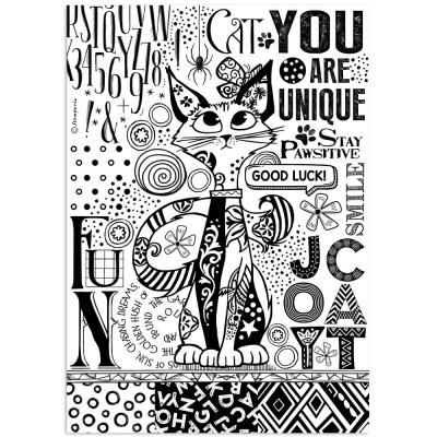 Stamperia Furry Friends Rice Paper -  Cat One Color Print