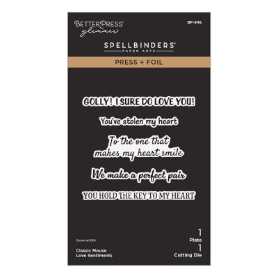 Spellbinders Classic Mouse Love Press Plate & Die - Sentiments