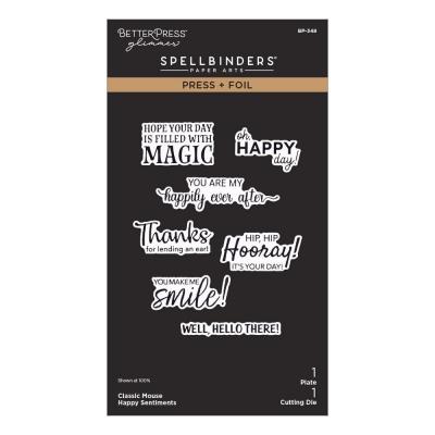 Spellbinders Classic Mouse Love Press Plate & Die - Happy Sentiments