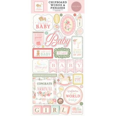 Carta Bella Little Lullabies Baby Girl - Chipboard Words & Phrases