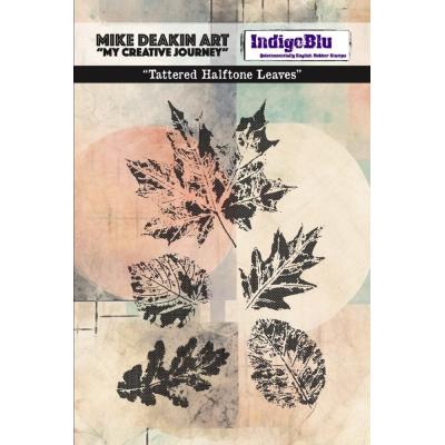 Indigo Blue Stempel - Tattered Halftone Leaves
