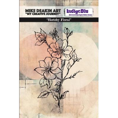 Indigo Blue Stempel - Sketchy Floral