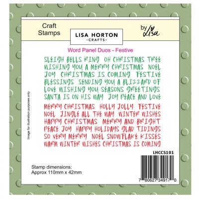 Lisa Horton Crafts Word Panel Duos Stempel - Festive