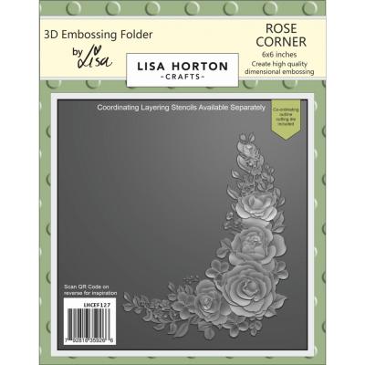 Lisa Horton Crafts 3D Embossing Folder And Die - Rose Corner
