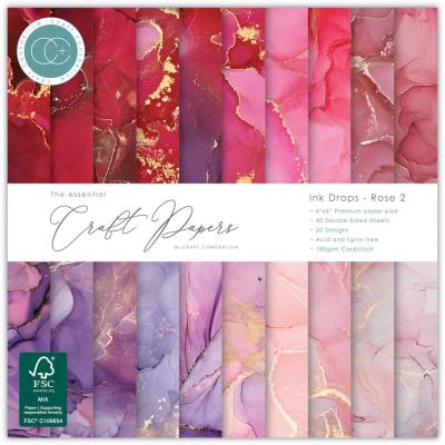 Craft Consortium Essential Paper Pad - Ink Drops Rose 2