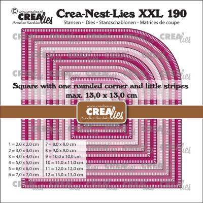 Crealies Cutting Dies - Squares With One Rounded Corner And Little Stripes