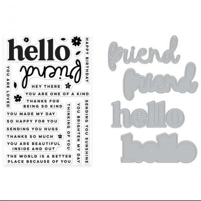 Hero Arts You've Got A Friend Stamp & Die - Bundle Hello Friend