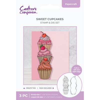 Crafter's Companion Vertical Edge Stamp & Metal Die - Cupcake Stack