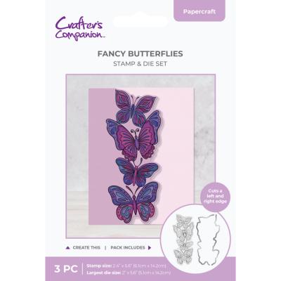 Crafter's Companion Vertical Edge Stamp & Metal Die - Butterfly Cluster
