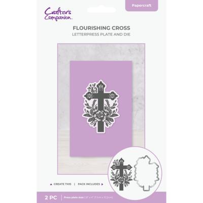 Crafter's Companion Faithful Celebrations Stamp & Metal Die - Orante Floral Cross