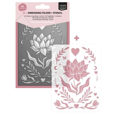 Vaessen Creative Embossing Folder + Stencil - Flower Dreams