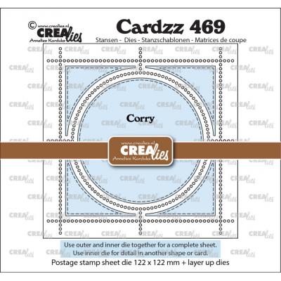 Crealies Cardzz Dies - Postage Stamp Sheet Corry (Square With Circle)