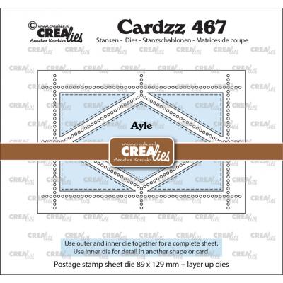 Crealies Cardzz Dies - Postage Stamp Sheet Ayle (Rectangle With Diamond)