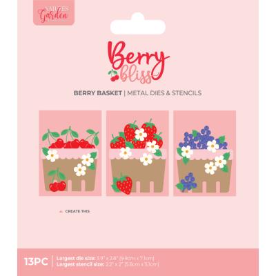 Crafter's Companion Berry Bliss  Dies + Stencil + Stamps - Berry Basket