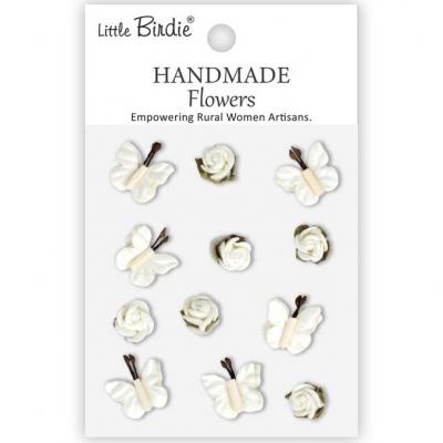 Little Birdie Handmade Flowers Roses & Butterflies - Ivory Pearl