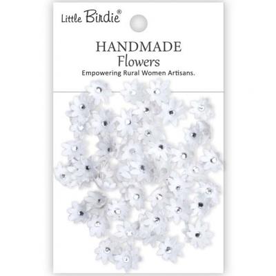 Little Birdie Handmade Flowers Micro Jewlled Florettes - Frosty White