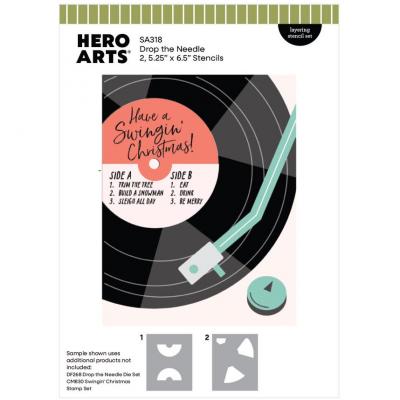 Hero Arts Vintage Vinyl Bundle Stencils - Drop The Needle