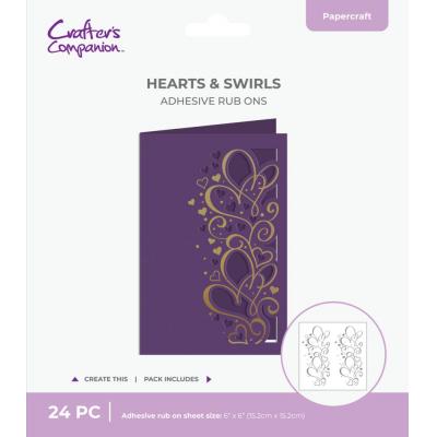 Crafter's Companion Cut In Edge Adhesive Rub Ons - Hearts & Swirls (Nachfüller)