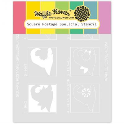 Waffle Flower Square Postage Stencils - Spellcial