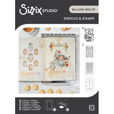 Sizzix by Willow Wolfe Stempel + Stencils - Birds and Biscuits