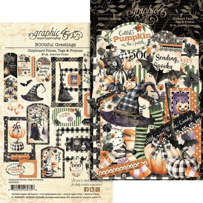 Graphic 45 BOOtiful Greetings - Chipboard Pieces, Tags & Frames