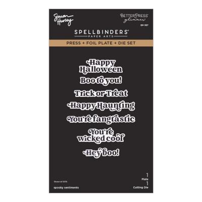 Spellbinders Simon Hurley Halloween Hugs Press Plates & Die Set - Spooky Sentiments