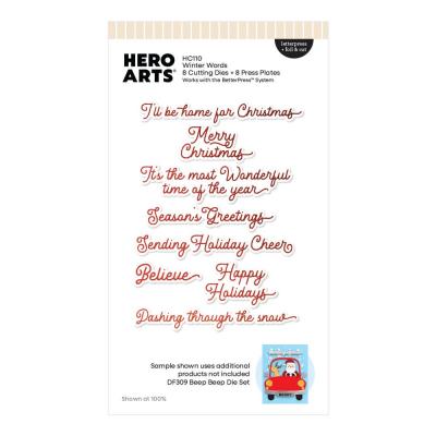 Hero Arts Whimsical Wheels Press Plate & Die Set - Winter Words