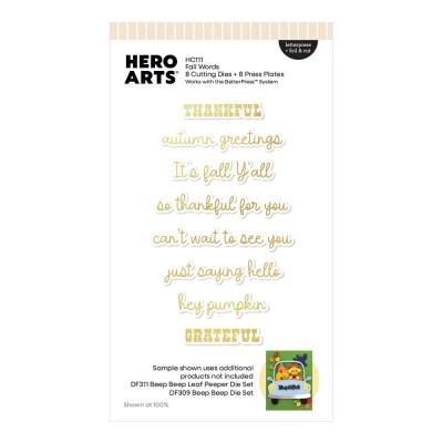 Hero Arts Whimsical Wheels Press Plate & Die Set - Fall Words