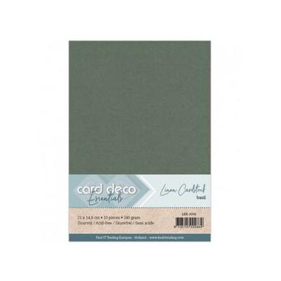 Card Deco Linen Cardstock - Basilikumgrün
