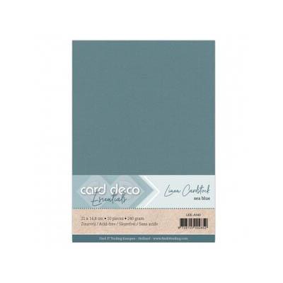 Card Deco Linen Cardstock - Meerblau