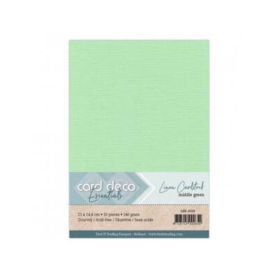 Card Deco Linen Cardstock - Mittelgrün
