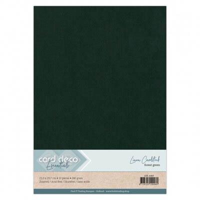 Card Deco Linen Cardstock - Waldgrün