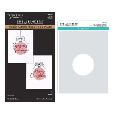 Spellbinders Create Your Way Holiday Press Plate & Stencil - Tied With Cheer
