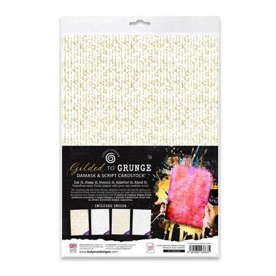 Katy Sue Designs Cosmic Shimmer Silicone Mould Gilded To Grunge - Damask & Script
