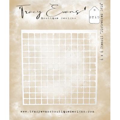 Tracy Evans Stencil - Distressed Grid