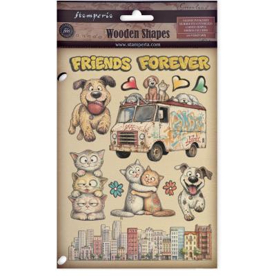 Stamperia Furry Friends 2 - Colored Wooden Shapes