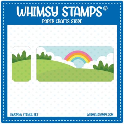 Whimsy Stamps Stencil - Rainbow Landscape