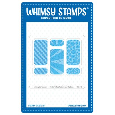 Whimsy Stamps Terrific Tickets Shadows and Patterns Layering Stencil